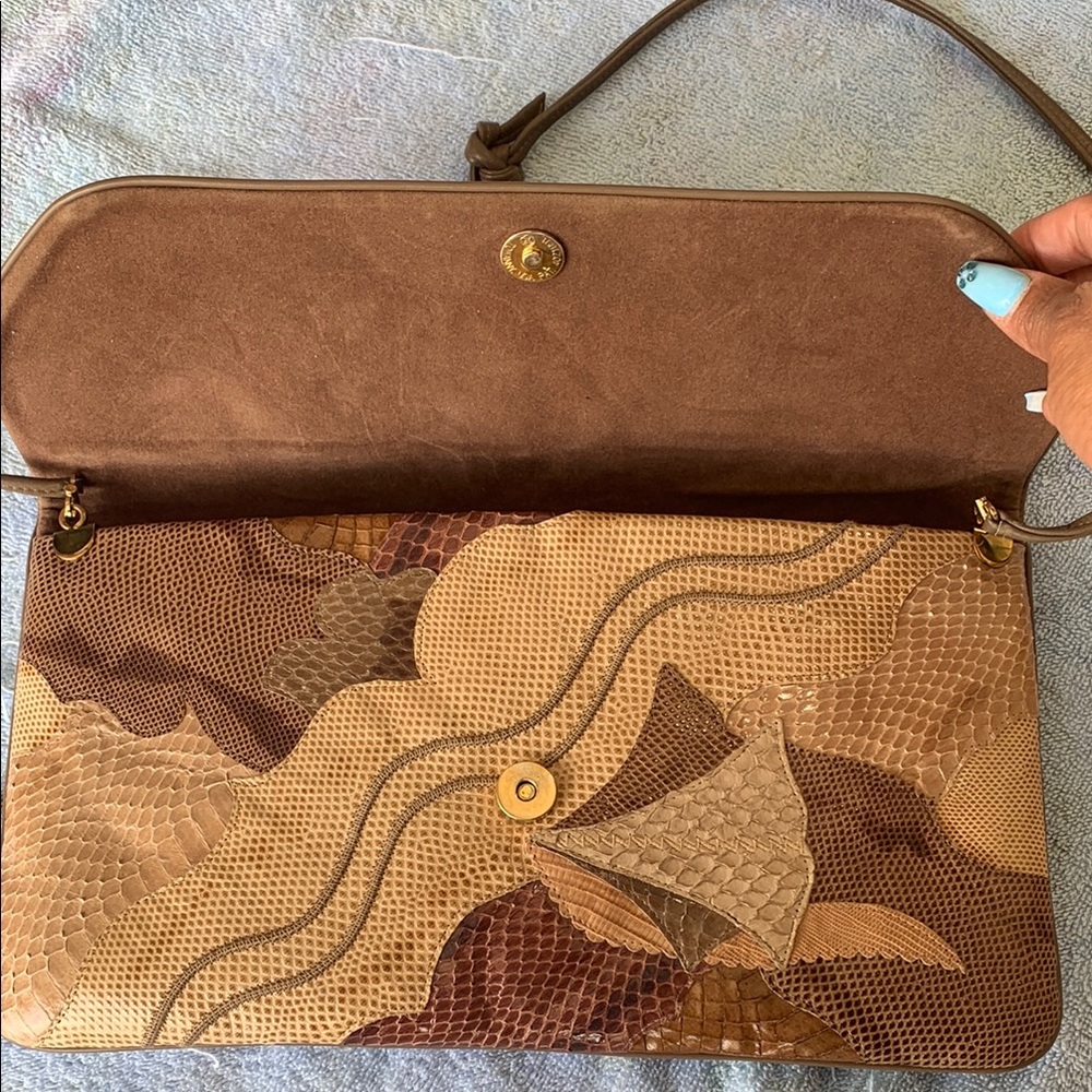 Elegant Brown Patchwork Leather Bag - image 3